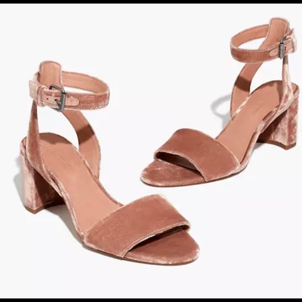 Madewell Peach Velvet Claudia Sandal - Open Toe - Ankle Strap - Size 8.5